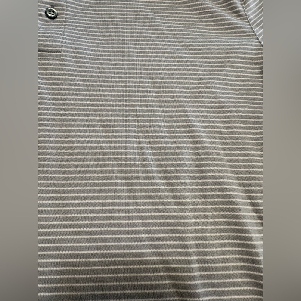 UNTUCKit Men’s Axios Gray & White Striped 100% Cotton Polo Size XLG Comfort - Picture 5 of 7